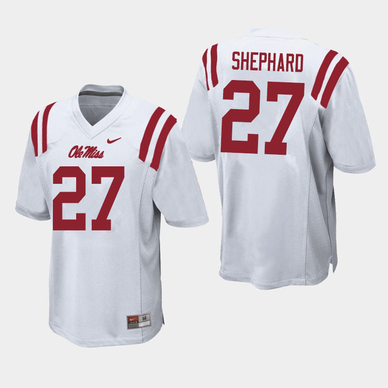 Men #27 Urriah Shephard Ole Miss Rebels College Football Jerseys Sale-White - Click Image to Close